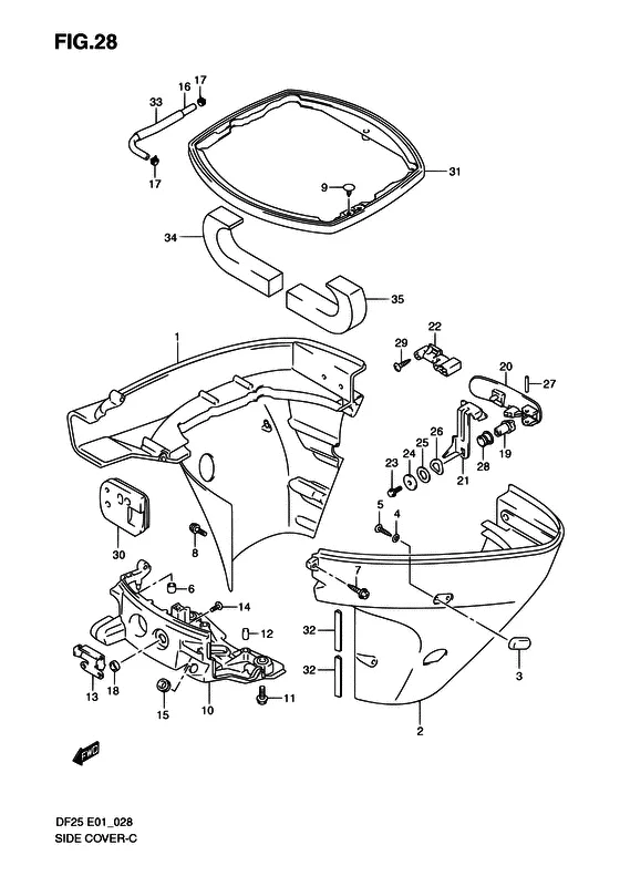 Боковая крышка для Suzuki DF25 V-twin S/L; RS/L; QS/L; TS/L