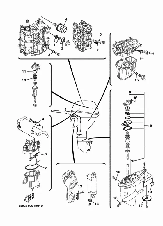 Детали регламентного обслуживания для Yamaha F40 E(H/D/T)S/L/X