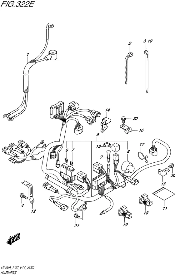 Жгут проводов ((DF15A P03)) для Suzuki DF9.9B S/L; RS/L; TS/L