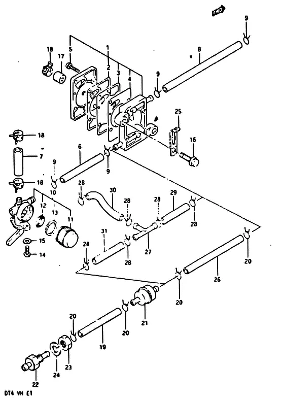 Топливный насос (NOTE : D : FOR OVER HEAD TANK & SEP TANK Z : FOR SEP TANK ONLY) для Suzuki DT4 S/L