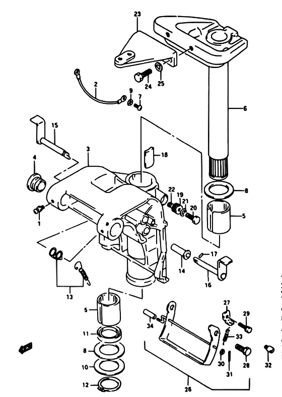 Поворотный кронштейн ((DT40TC MODEL:96~99)) для Suzuki DT40 WS/L/LL/L2/UL; WRS/L/LL/L2/UL; WKS/L/LL/L2/UL; WKRS/L/LL/L2/UL