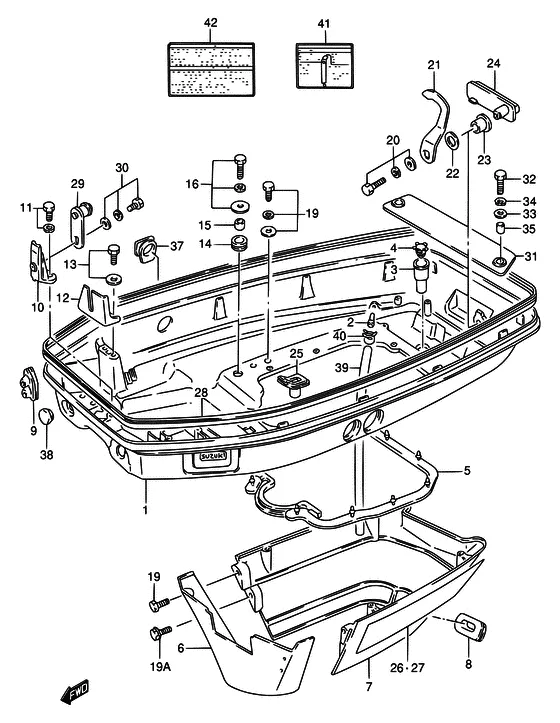 Нижняя крышка ((TC); NOTE : REFER TO FIG.62(J- 6) FOR WT,WQ,WHQ,MQ) для Suzuki DT75 L/UL