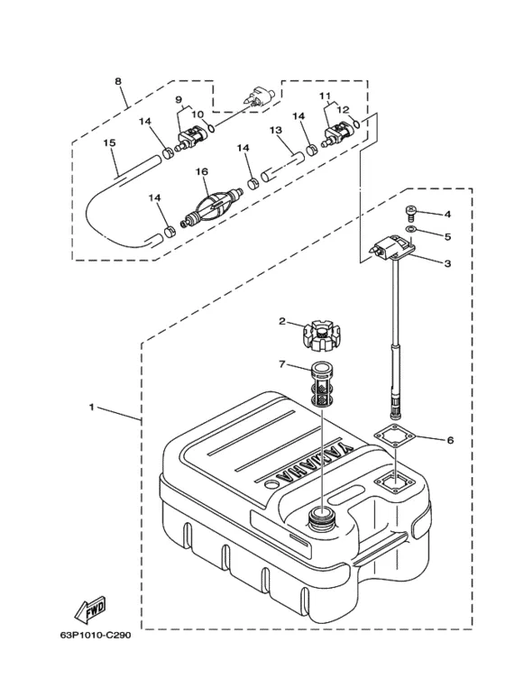 Топливный бак для Yamaha F80 ETL/X