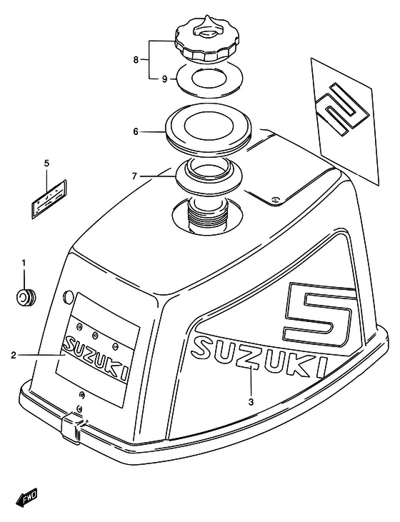 Крышка двигателя ((DT5W); NOTE : REFER TO FIG.31(E- 6) FOR DT5/MODEL:86 REFER TO FIG.32(E- 7) FOR DT5/MODEL:87~93 REFER TO FIG.33(E- 8) FOR DT6/MODEL:86(E1,E6,E17) REFER TO FIG.34(E- 9) FOR DT6/MODEL:87~93(E1) REFER TO FIG.35(E-10) FOR DT6/MODEL:87~93(E13