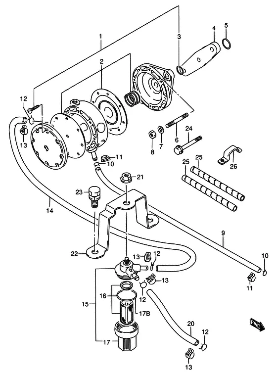 Топливный насос (NOTE : REFER TO FIG.11(C- 9) FOR TC,WT,MQ,QH MODEL:95~00) для Suzuki DT75 L/UL