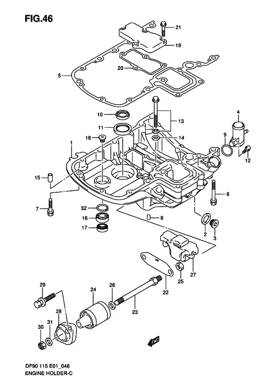Кронштейн двигателя ((DF90:680686~,DF115:681518~,DF100)) для Suzuki DF100 TL/X