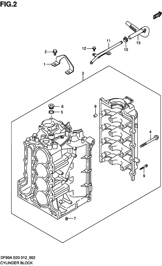 Блок цилиндров в сборе для Suzuki DF80A T(H)L/X