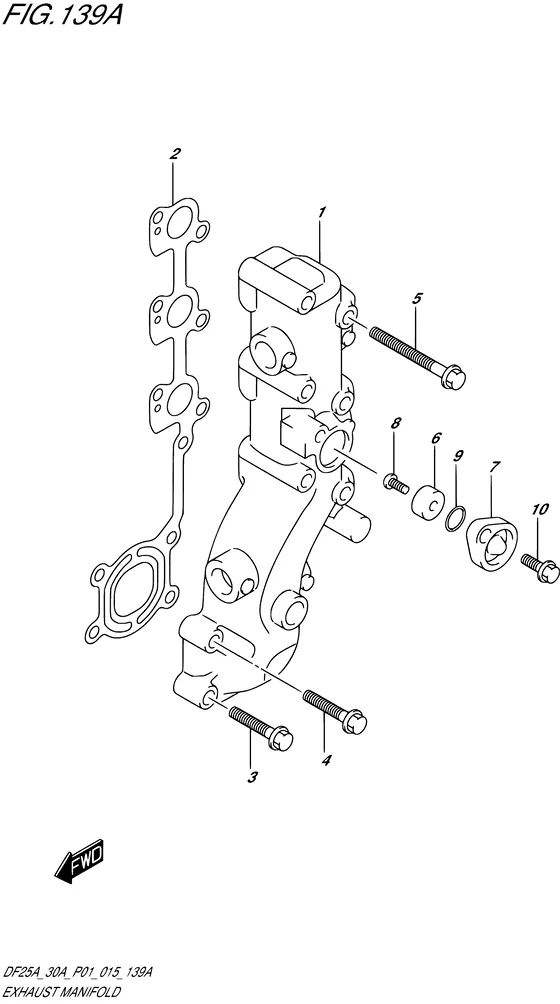 Выпускной коллектор для Suzuki DF25A S/L; RS/L; TS/L; THS/L
