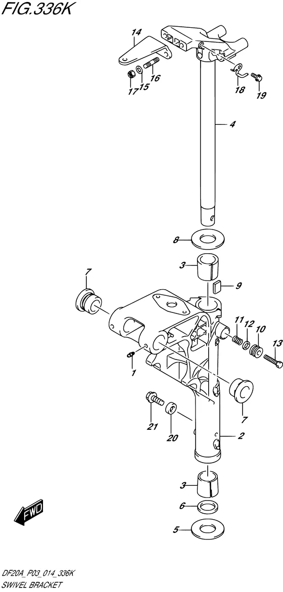 Поворотный кронштейн ((DF20AT P03)) для Suzuki DF9.9B S/L; RS/L; TS/L