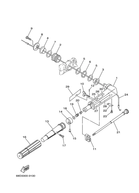 Рулевой механизм для Yamaha F4 MHS/L