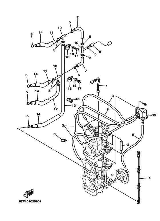Карбюратор 2 для Yamaha F90 ETL/X