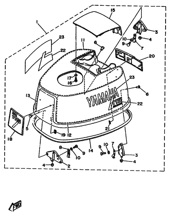 Капот для Yamaha 115 ETOL