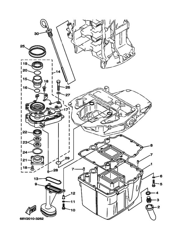 Масляный поддон для Yamaha F100 ETL/X