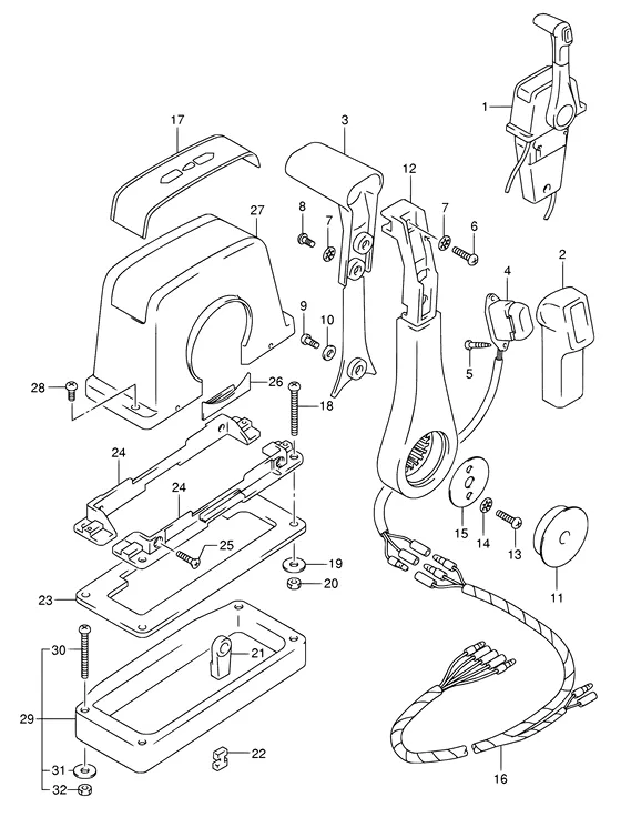 Опция: устанавливаемый сверху пульт ду ((1)(MODEL:05~)) для Suzuki DF9.9 S/L; RS/L