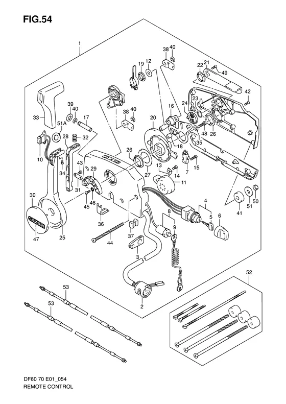 Дистанционное управление ((MODEL:04); NOTE : REFER TO FIG.55(H-10) FOR MODEL:05~09) для Suzuki DF60 TL/X