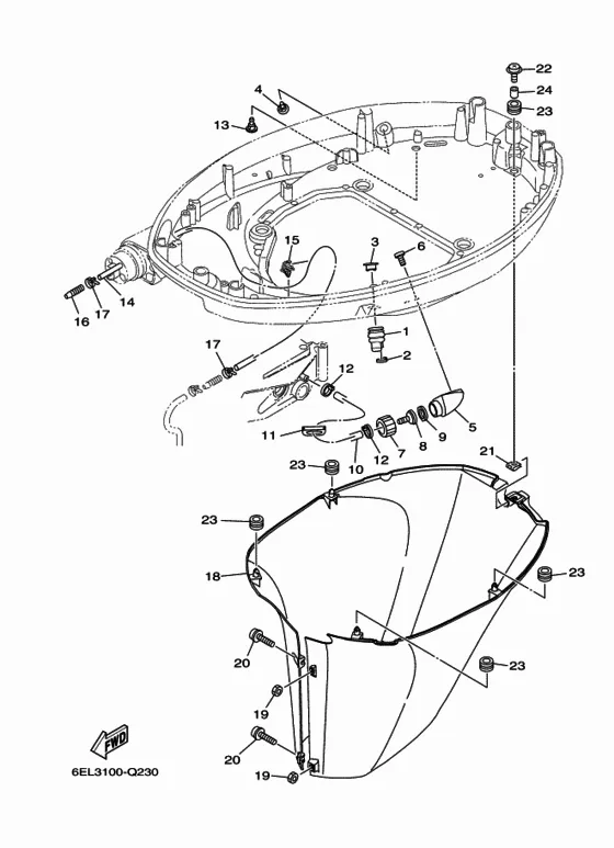Нижний капот 2 для Yamaha F115 ETL
