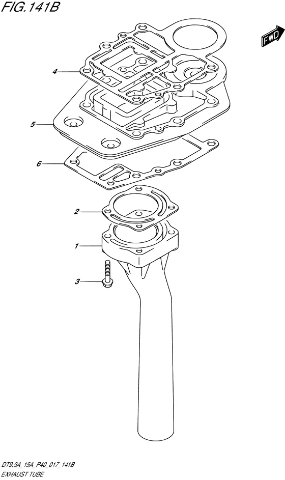 Выхлопная труба ((DT9.9A P36)) для Suzuki DT15A S/L; KS/L