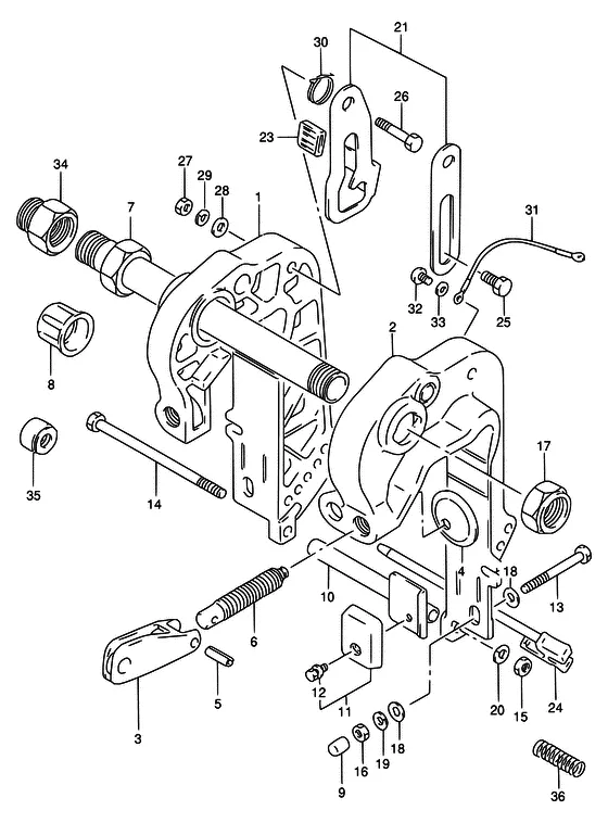 Зажимной кронштейн ((MODEL:95~00)) для Suzuki DT25 S/LL/XL; KS/LL/XL