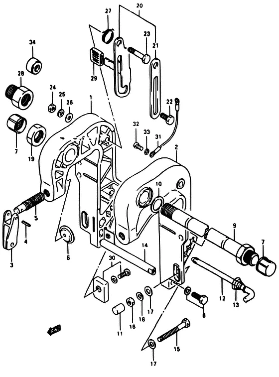 Зажимной кронштейн ((DT40W,DT40WK,DT40WR)) для Suzuki DT40 WS/L/LL/L2/UL; WRS/L/LL/L2/UL; WKS/L/LL/L2/UL; WKRS/L/LL/L2/UL