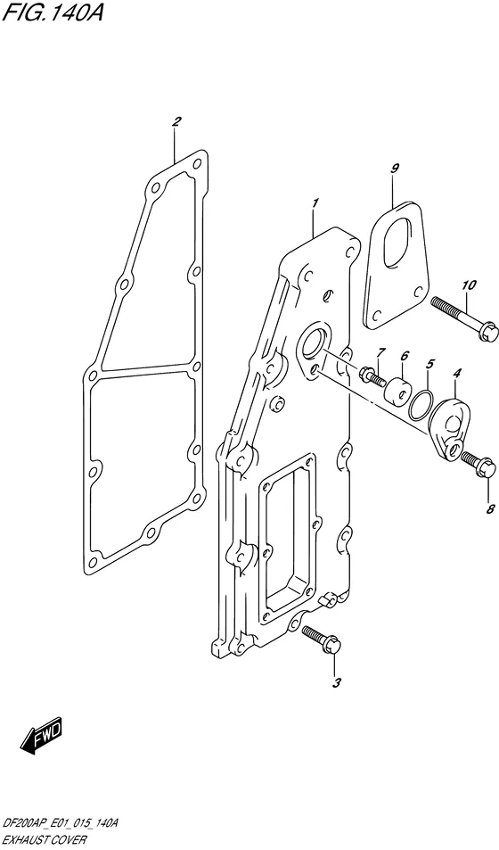 Крышка выпускной системы для Suzuki DF200A PL/X
