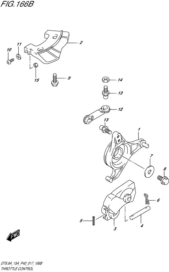 Управление дроссельной заслонкой ((DT9.9A P36)) для Suzuki DT15A S/L; KS/L