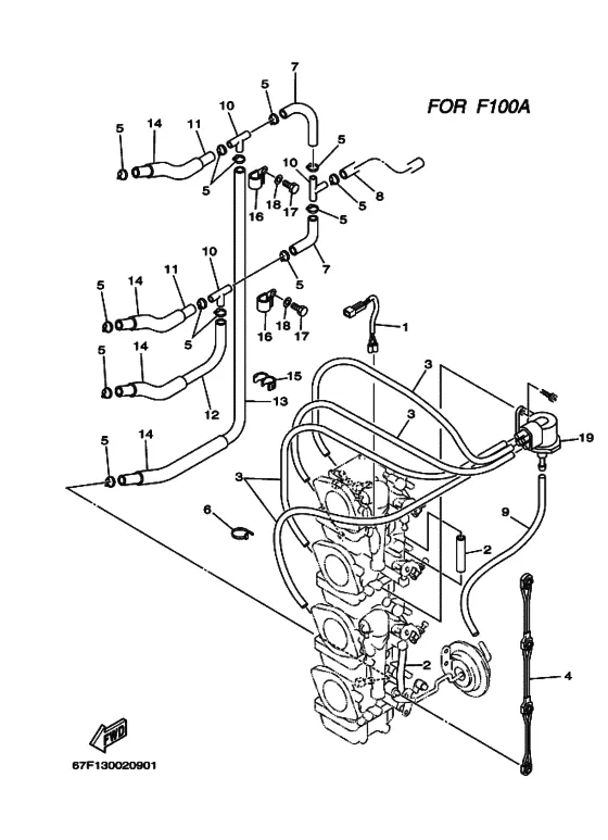 Карбюратор 3 для Yamaha F100 ETL/X