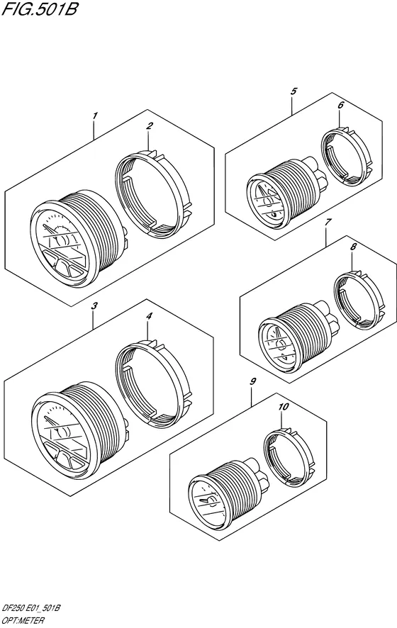 Опция: счетчик ((MODEL:08,09,10,FROM 110001)) для Suzuki DF225 (Z/(W)T)X/XX