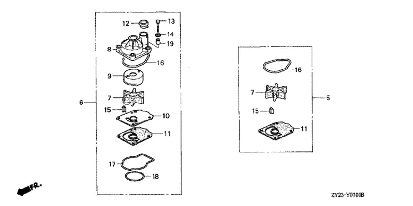 Комплект крыльчатки водяного насоса для Honda 175