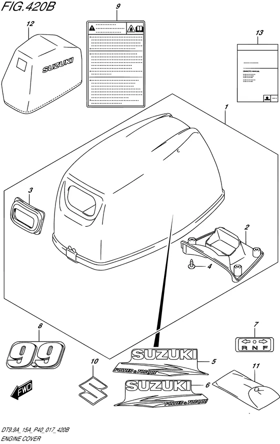 Крышка двигателя ((DT9.9A P36)) для Suzuki DT15A S/L; KS/L