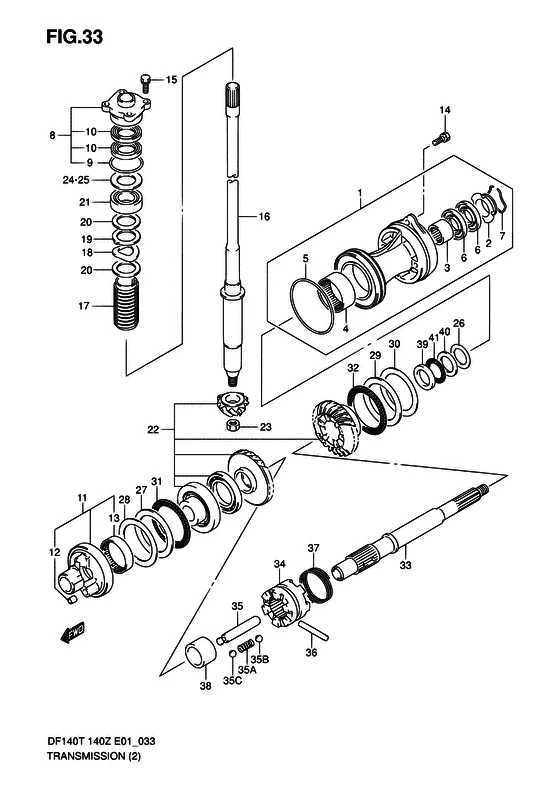 Трансмиссия ((DF140Z/WZ COUNTER ROTATION)) для Suzuki DF140 (Z)TL/X; W(Z)TL/X