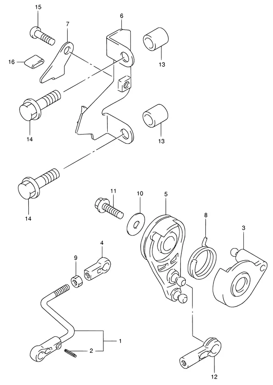 Управление дроссельной заслонкой (NOTE : REFER TO FIG.19(D- 7) FOR DF9.9,DF15 MODEL:05~ REFER TO FIG.20(D- 8) FOR DF9.9R/15R MODEL:05~) для Suzuki DF9.9 S/L; RS/L