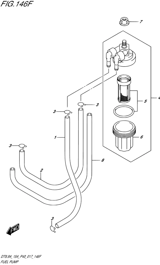 Топливный насос ((DT15A P40)) для Suzuki DT15A S/L; KS/L
