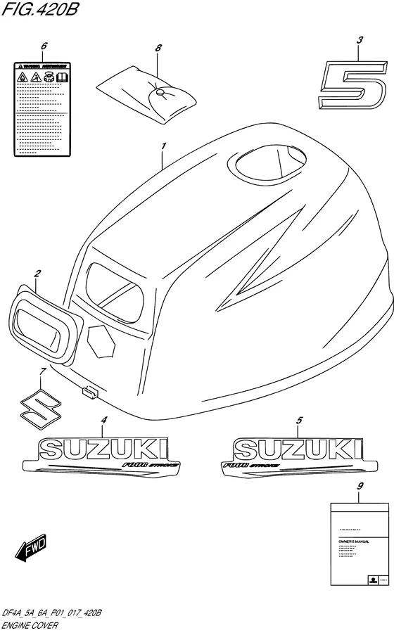 Крышка двигателя ((DF5A P01)) для Suzuki DF4A S/L