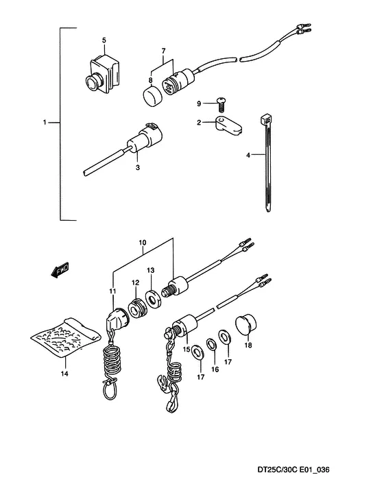 Опция: электрооборудование ((FOR MANUAL STARTER)(2)) для Suzuki DT30C S/L; RS/L