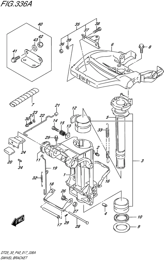 Поворотный кронштейн ((DT25K P36)) для Suzuki DT30 S/L; RS/L