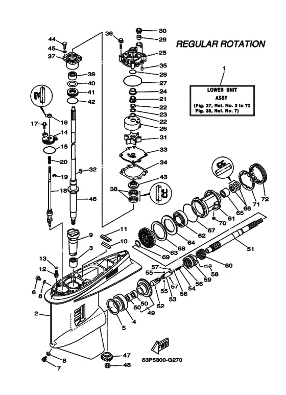 Редуктор & привод для Yamaha F150 ETL/X