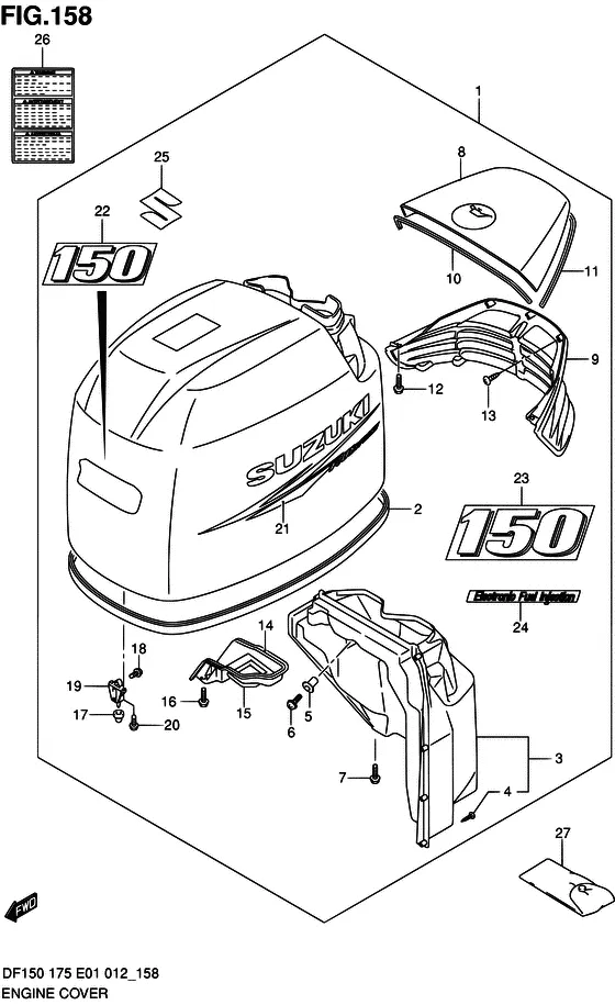 Крышка двигателя ((DF150Z E40)) для Suzuki DF150 (Z)TL/X
