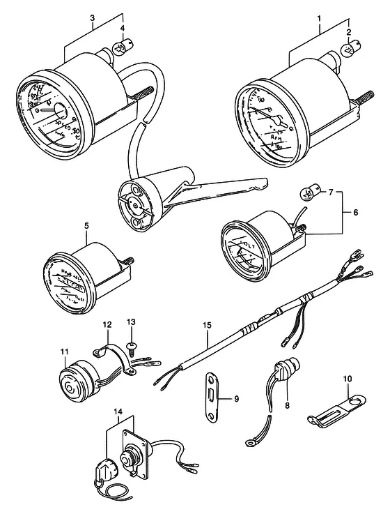 Опция: счетчик ((1)) для Suzuki DT25 S/LL/XL; KS/LL/XL