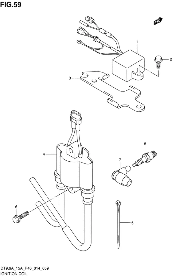 Катушка зажигания ((DT15AK P36)) для Suzuki DT9.9A S/L; KS/L