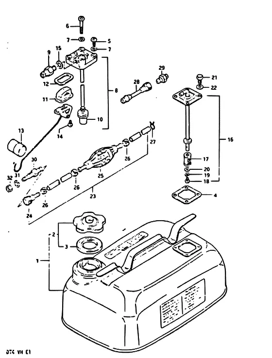Опция: топливный бак (NOTE : D : FOR OVER HEAD TANK & SEP TANK Z : FOR SEP TANK ONLY * DE1, DE17, ZE1, ZE17, E16 : STD) для Suzuki DT4 S/L