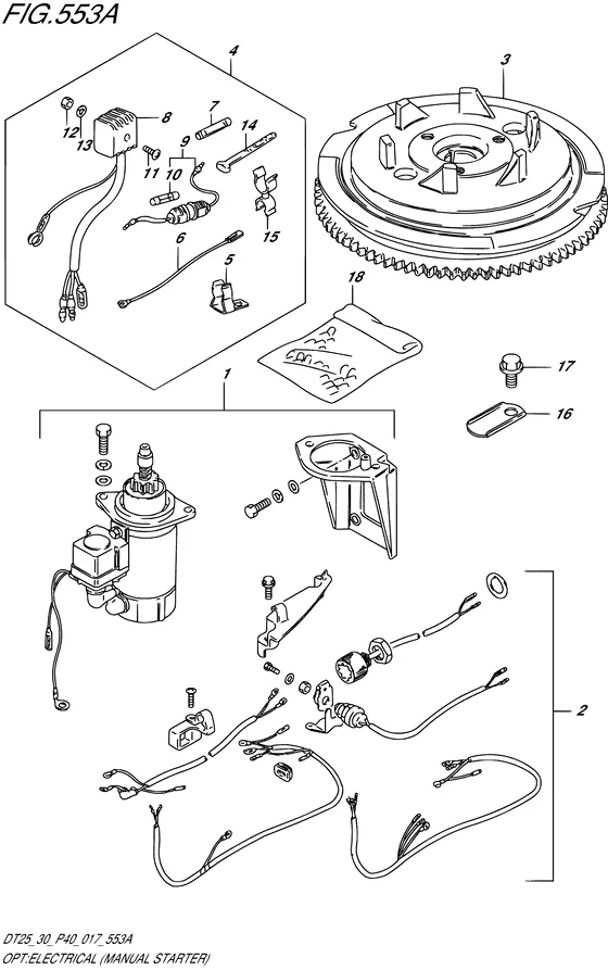 Опция: электрооборудование ((MANUAL STARTER) (DT30 P40)) для Suzuki DT30 S/L; RS/L