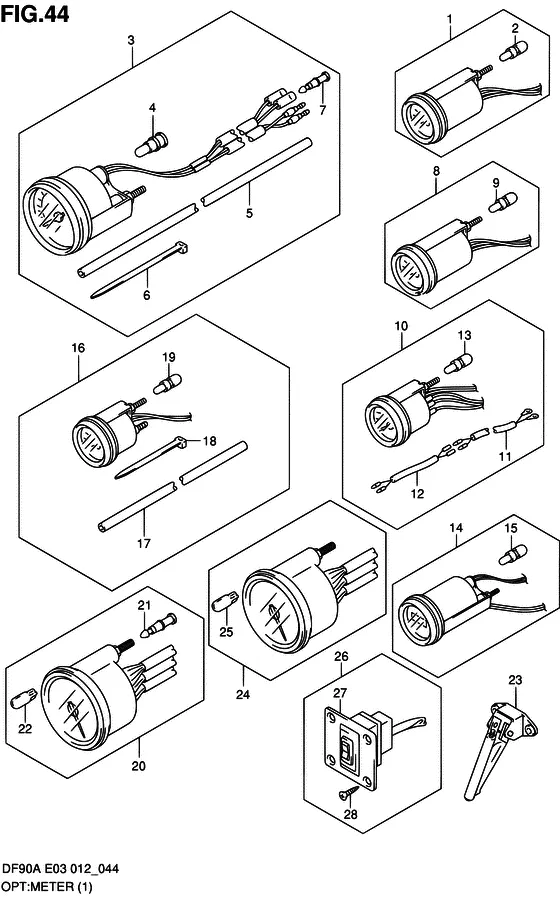 Опция: счетчик ((1)) для Suzuki DF70A T(H)L/X