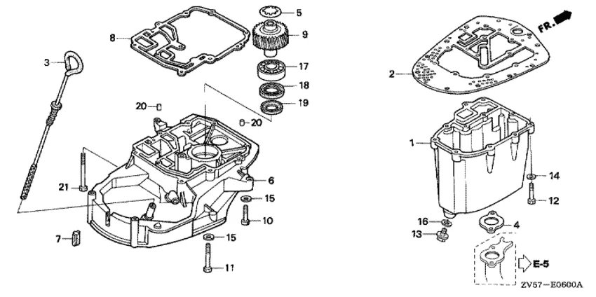 Первичный корпус редуктора и масляный поддон для Honda 50