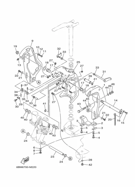 Кронштейн 1 для Yamaha F150 ETL/X