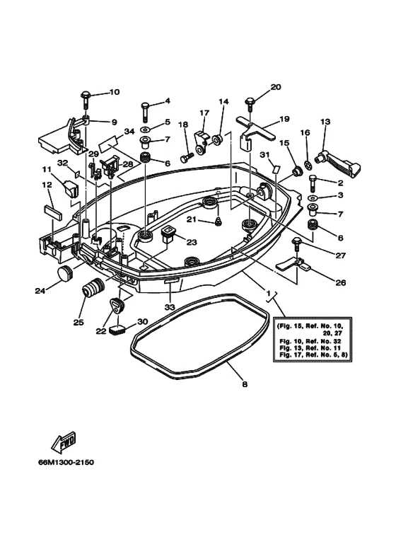 Поддон для Yamaha F15 M(E/W)HS/L