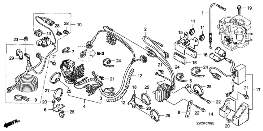 Жгут проводов (charge coil 12a)/power tilt для Honda 15