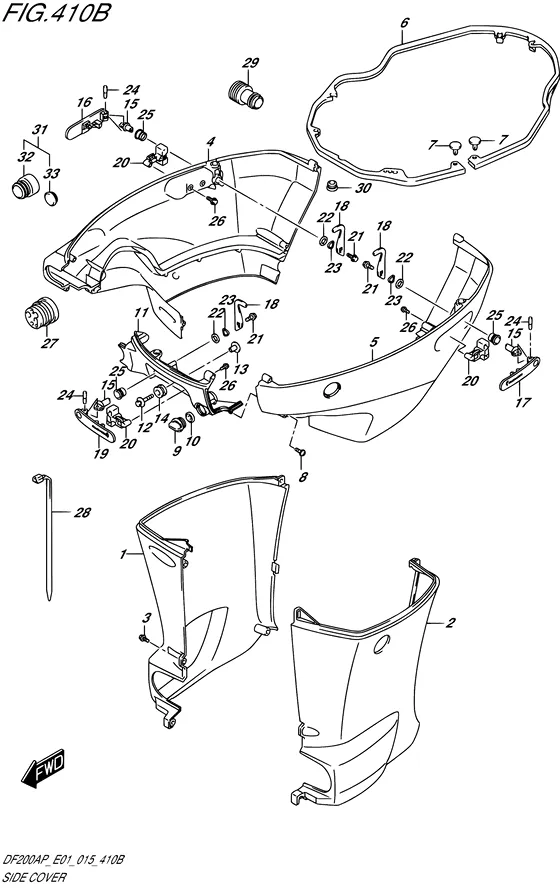 Боковая крышка ((DF200AP E40)) для Suzuki DF200A PL/X