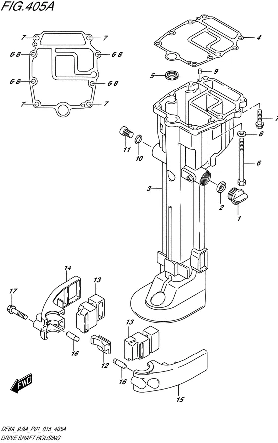 Кожух приводного вала для Suzuki DF9.9A S/L; ARS/L