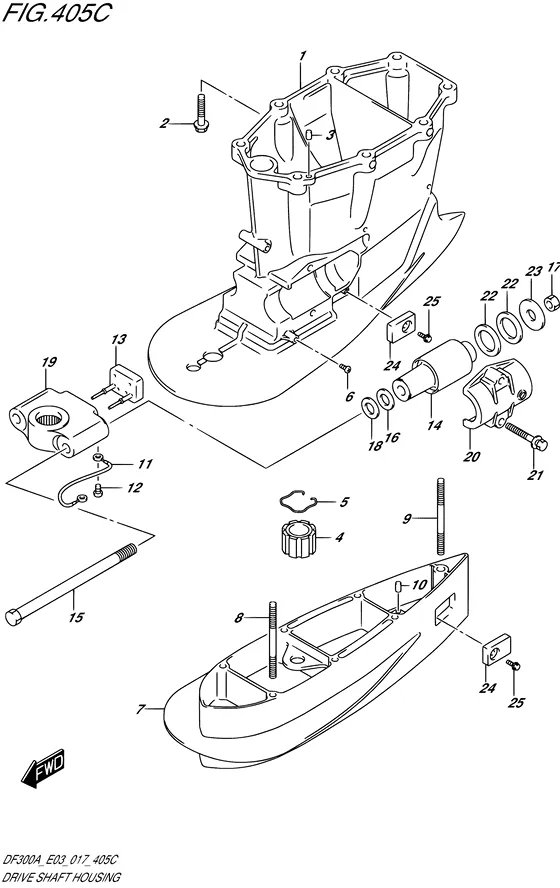 Кожух приводного вала ((XX) (DF300A E03)) для Suzuki DF250A PX/XX