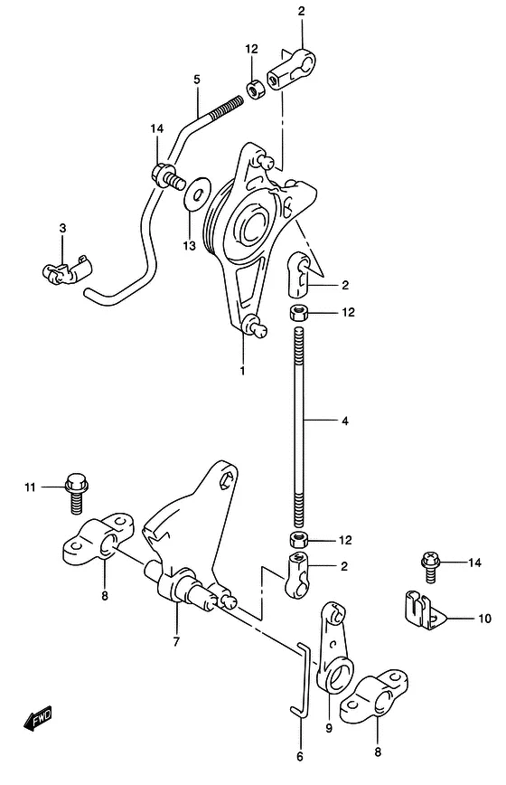 Управление дроссельной заслонкой ((DT40WK)) для Suzuki DT40 WS/L/LL/L2/XL; WRS/L/LL/L2/XL; WKS/L/LL/L2/XL; WKRS/L/LL/L2/XL